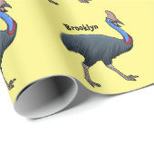 Papier Cadeau Bande dessinée d'oiseau joyeux (Coin rond)