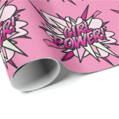 Papier Cadeau Bande Dessinée Fille Puissance Pop Art (Coin rond)