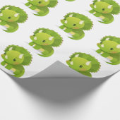 Papier Cadeau bande dessinée mignonne de dinosaure de bébé vert (Coin)