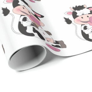 Papier Cadeau Bande dessinée mignonne de vache à bébé avec son