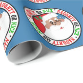 Papier Cadeau Bande dessinée noire de Père Noël (bleue) (Coin rond)