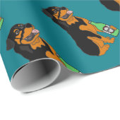 Papier Cadeau Bande dessinée potable de bière de chien drôle de (Coin rond)