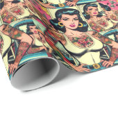 Papier Cadeau Bande dessinée rétroactive à base de tatouage (Coin rond)