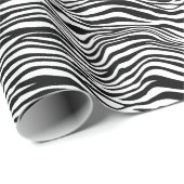 Papier Cadeau Bande d'impression Zebra noir et blanc (Coin rond)