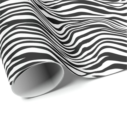 Papier Cadeau Bande d'impression Zebra noir et blanc (Coin rond)