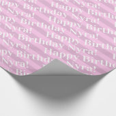 Papier Cadeau Bande rose d'anniversaire personnalisée personnali (Coin)