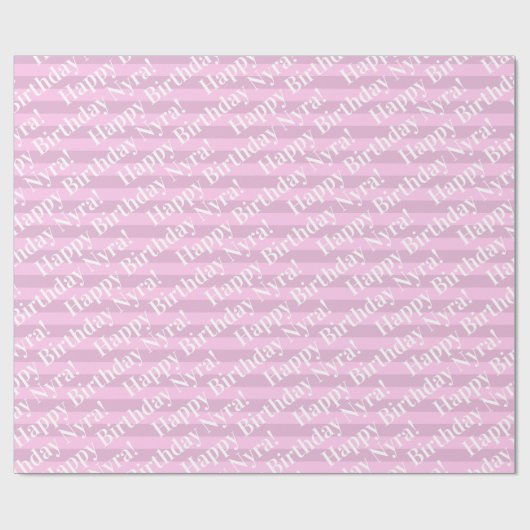 Papier Cadeau Bande rose d'anniversaire personnalisée personnali (Plat)