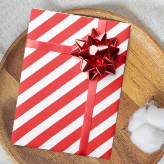 Papier Cadeau Bande rouge et blanche mignonne