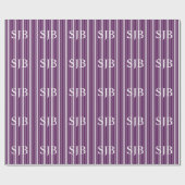 Papier Cadeau Bande victorienne violette avec monogramme (Plat)