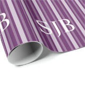 Papier Cadeau Bande victorienne violette avec monogramme (Coin rond)