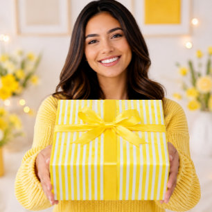 Papier Cadeau Bandes aquarelles jaune citron vif