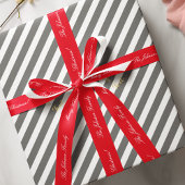 Papier Cadeau Bandes blanches grises or Texte de Noël Anniversai