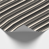 Papier Cadeau Bandes blanches noires et antiques (Coin)