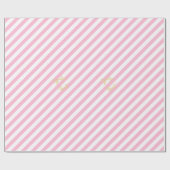 Papier Cadeau Bandes blanches roses dorées texte Noël Anniversai (Plat)