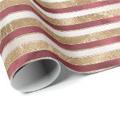 Papier Cadeau Bandes blanches rouges (Coin rond)