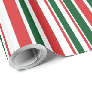 Papier Cadeau Bandes blanches rouges