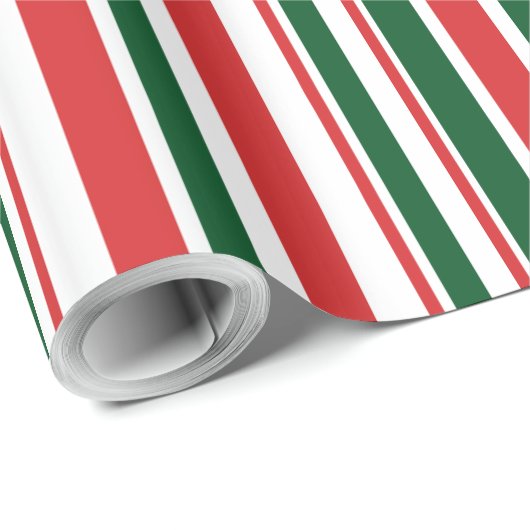 Papier Cadeau Bandes blanches rouges (Coin rond)