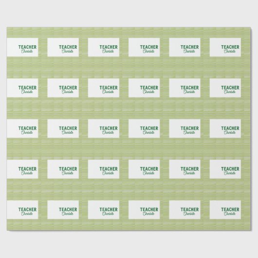 Papier Cadeau Bandes blanches vert citron professeur nom c (Plat)