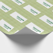 Papier Cadeau Bandes blanches vert citron professeur nom c (Coin)