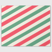 Papier Cadeau Bandes blanches, vertes et rouges enveloppement de (Plat)