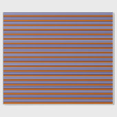 Papier Cadeau Bandes bleu marine et blanc avec orange brûlé (Plat)