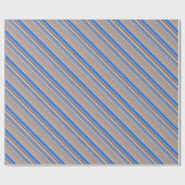 Papier Cadeau Bandes Brown et bleues (Plat)