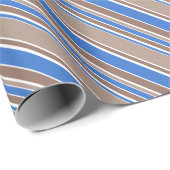 Papier Cadeau Bandes Brown et bleues (Coin rond)