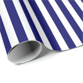 Papier Cadeau Bandes de bonbons bleu et blanc marine (Coin rond)