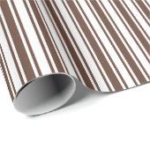 Papier Cadeau Bandes de bonbons brun et blanc chocolat (Coin rond)