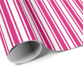 Papier Cadeau Bandes de bonbons cerises et blanches (Coin rond)