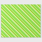 Papier Cadeau Bandes de bonbons en couches - vert citron et blan (Plat)