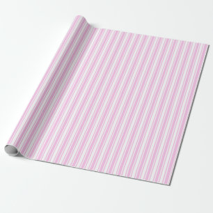 Papier Cadeau Bandes de bonbons rose clair et blanc