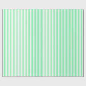 Papier Cadeau Bandes de bonbons vert et blanc pastel (Plat)