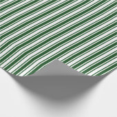 Papier Cadeau Bandes de bonbons vert foncé et blanc (Coin)