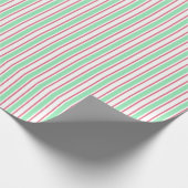 Papier Cadeau Bandes de bonbons vert, rose et blanc à la menthe (Coin)