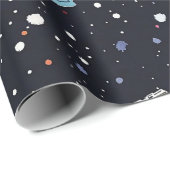 Papier Cadeau Bandes de cassettes rétro dans l'espace cosmique (Coin rond)