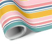Papier Cadeau Bandes de couleurs à thème de plage (Coin rond)