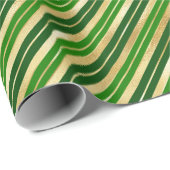 Papier Cadeau Bandes de Noël vertes et dorées (Coin rond)
