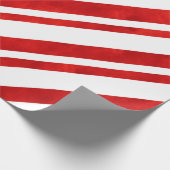 Papier Cadeau Bandes de Sucre de canne d'aquarelle rouge (Coin)