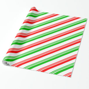 Papier Cadeau Bandes de Sucre de canne rouge et vert
