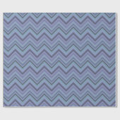 Papier Cadeau Bandes de zigzag gris bleu (Plat)