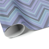 Papier Cadeau Bandes de zigzag gris bleu (Coin rond)