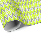 Papier Cadeau Bandes de zigzag vert clair gris mou (Coin rond)