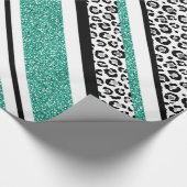 Papier Cadeau Bandes d'empreinte de léopard bleu parties scintil (Coin)