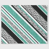 Papier Cadeau Bandes d'empreinte de léopard bleu parties scintil (Plat)