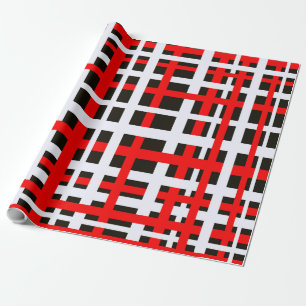 Papier Cadeau Bandes d'enchaînement noir blanc rouge