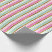 Papier Cadeau Bandes D'Huile De Monnaie Rose Et Or (Coin)