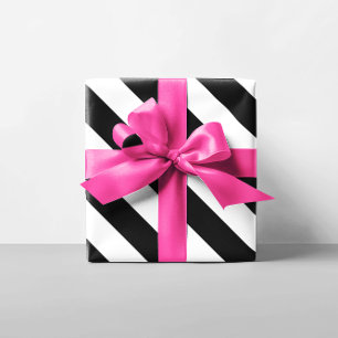 Papier Cadeau Bandes diagonales noires et blanches
