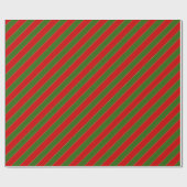 Papier Cadeau Bandes diagonales rouges et vertes (Plat)
