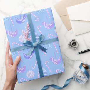Papier Cadeau Bandes d'oiseaux bleu